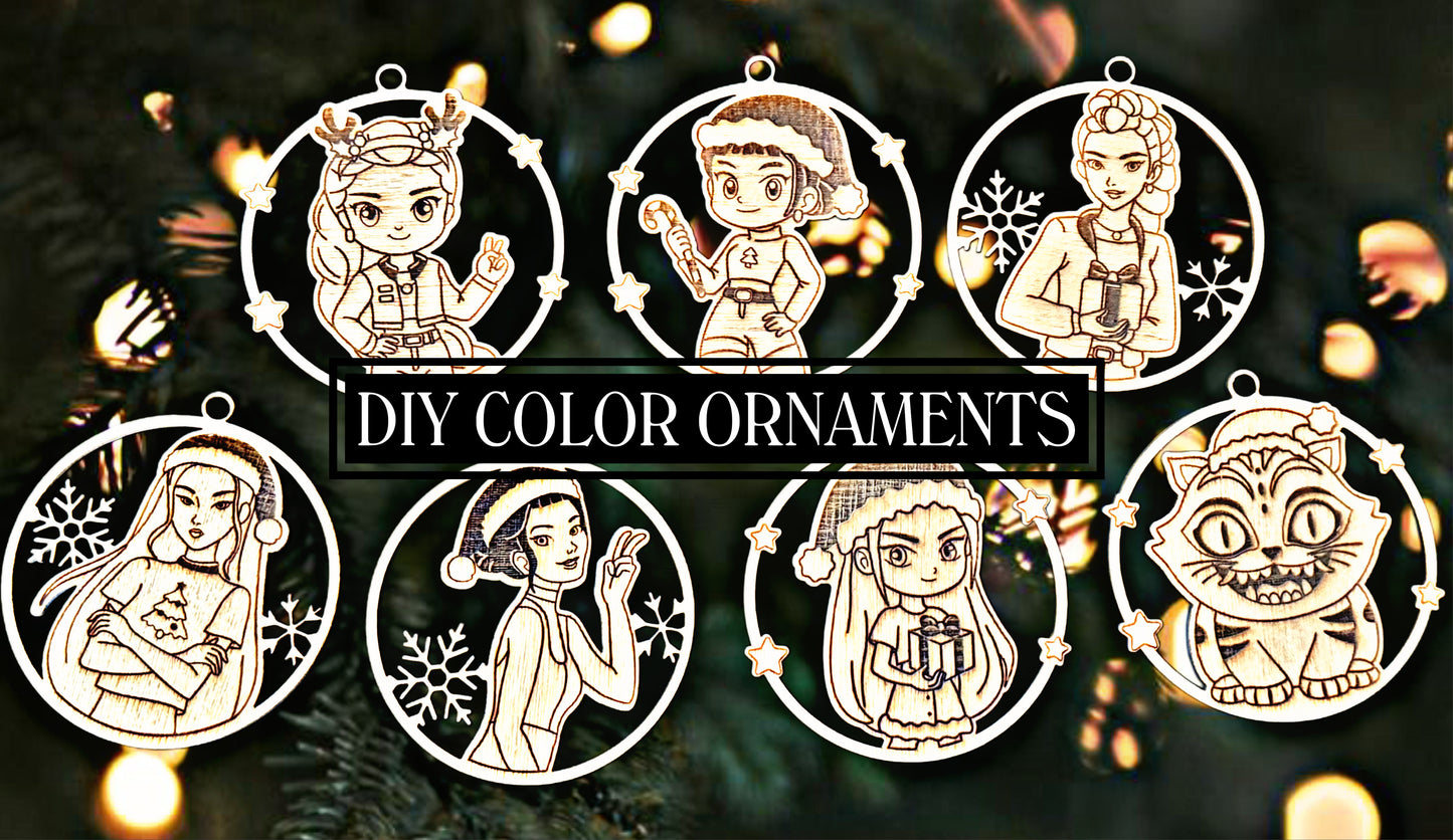 K POP DIY COLOR Wooden Ornament Set