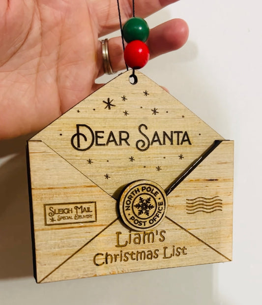 Wooden Letters to Santa Ornament