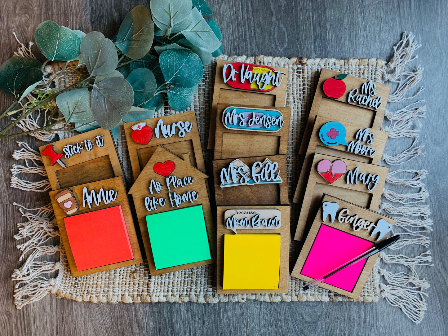 Personalized Wooden Sticky Note Holder