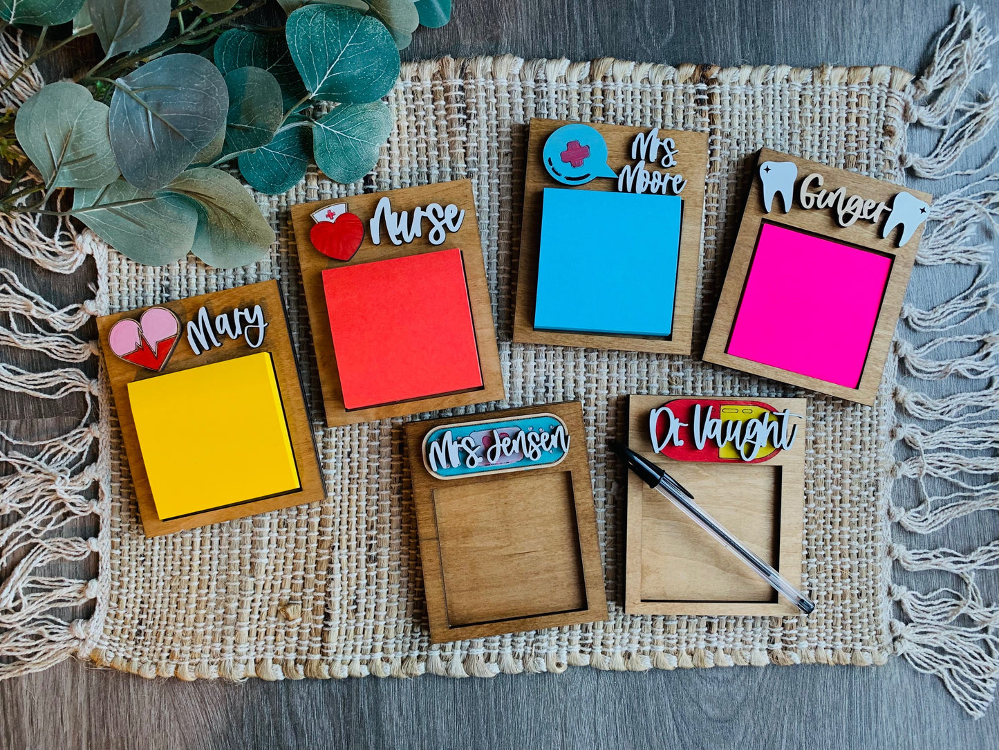 Personalized Wooden Sticky Note Holder