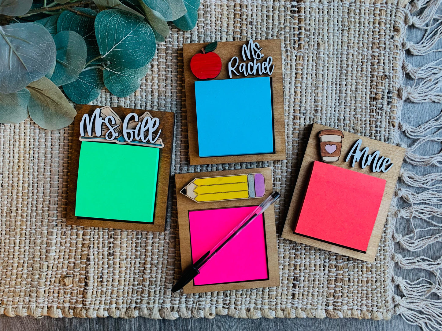 Personalized Wooden Sticky Note Holder