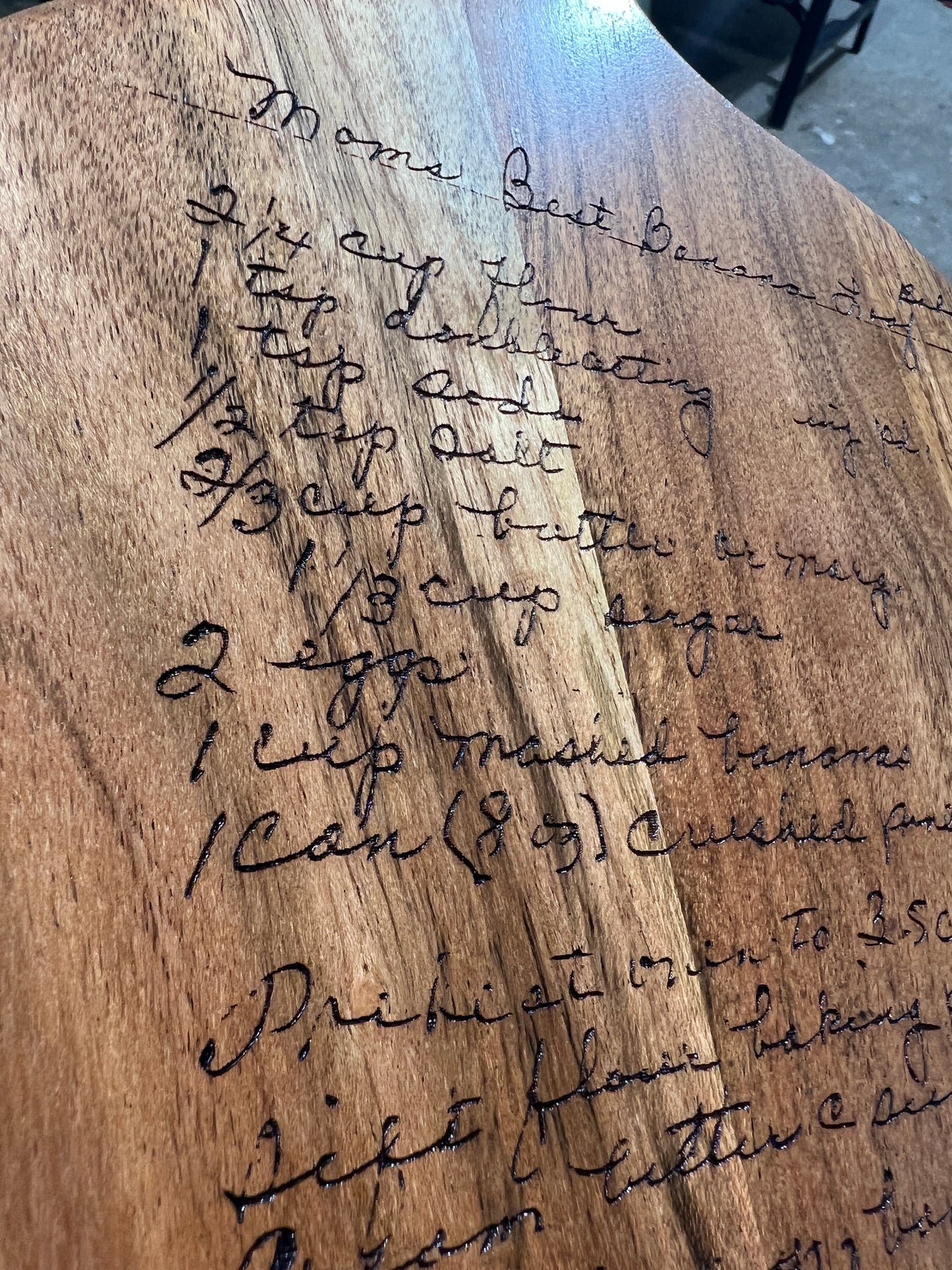 Personalized Wooden Cutting Board - Engraved Handwritten Recipe