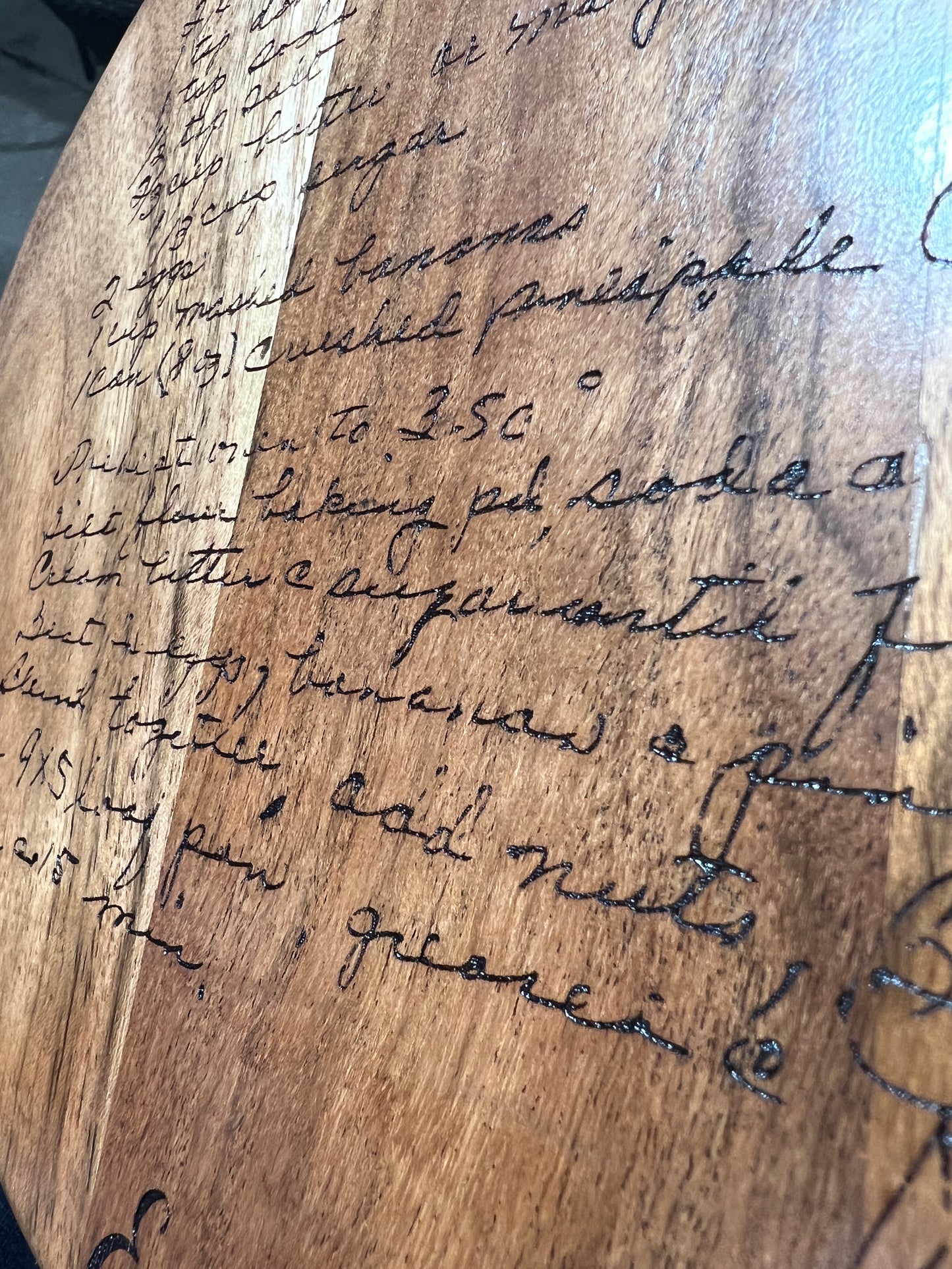 Personalized Wooden Cutting Board - Engraved Handwritten Recipe