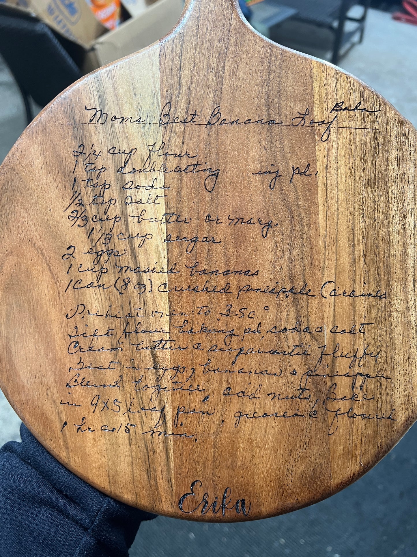 Personalized Wooden Cutting Board - Engraved Handwritten Recipe