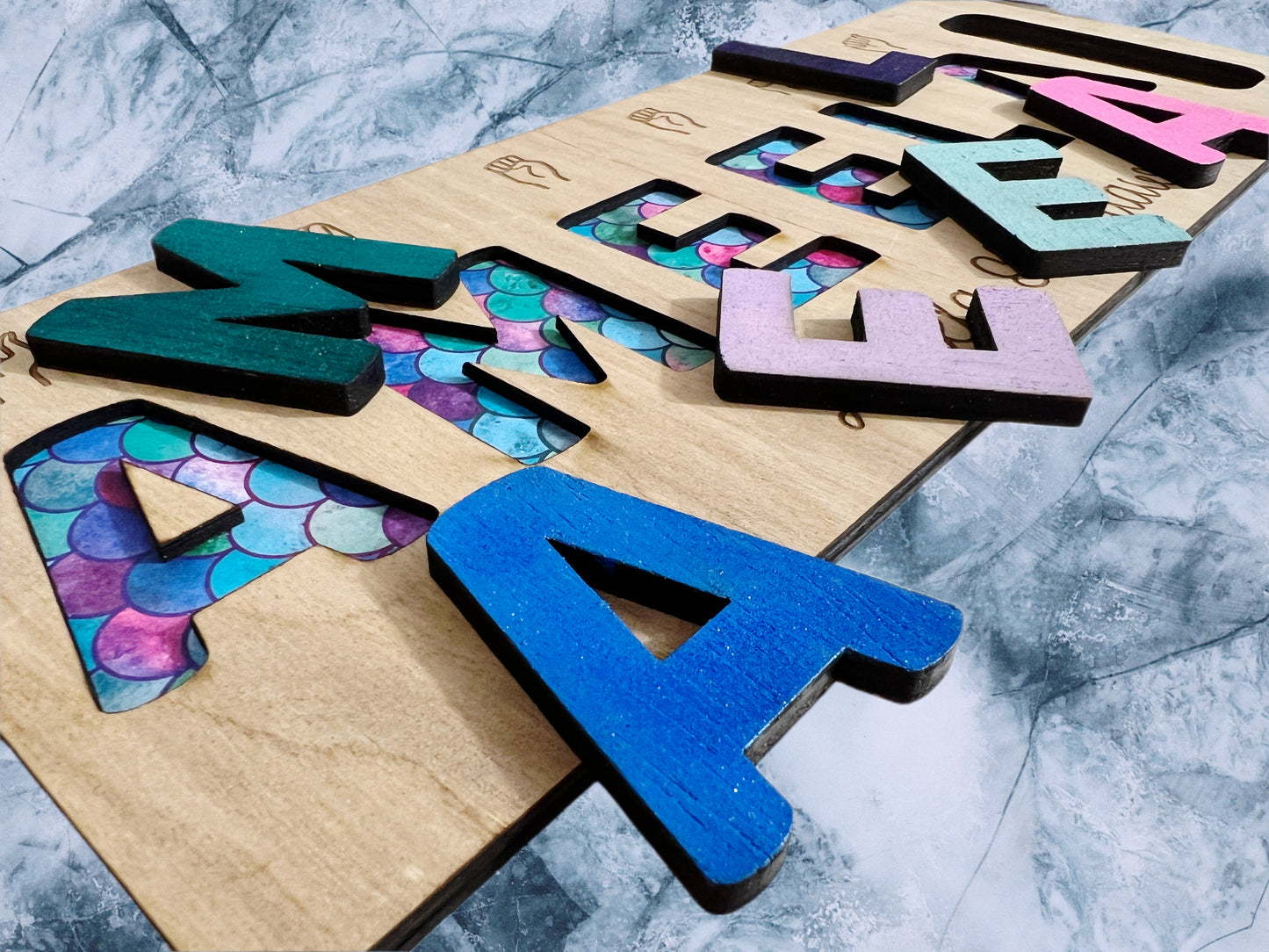 Wooden Children’s Name Puzzle with Sign Language