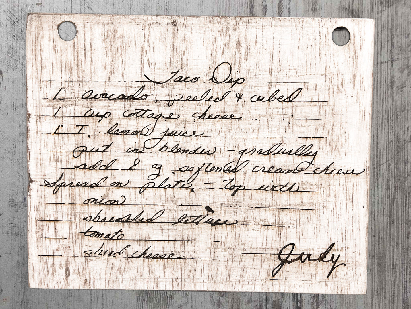 Wooden Engraved Handwritten Recipes